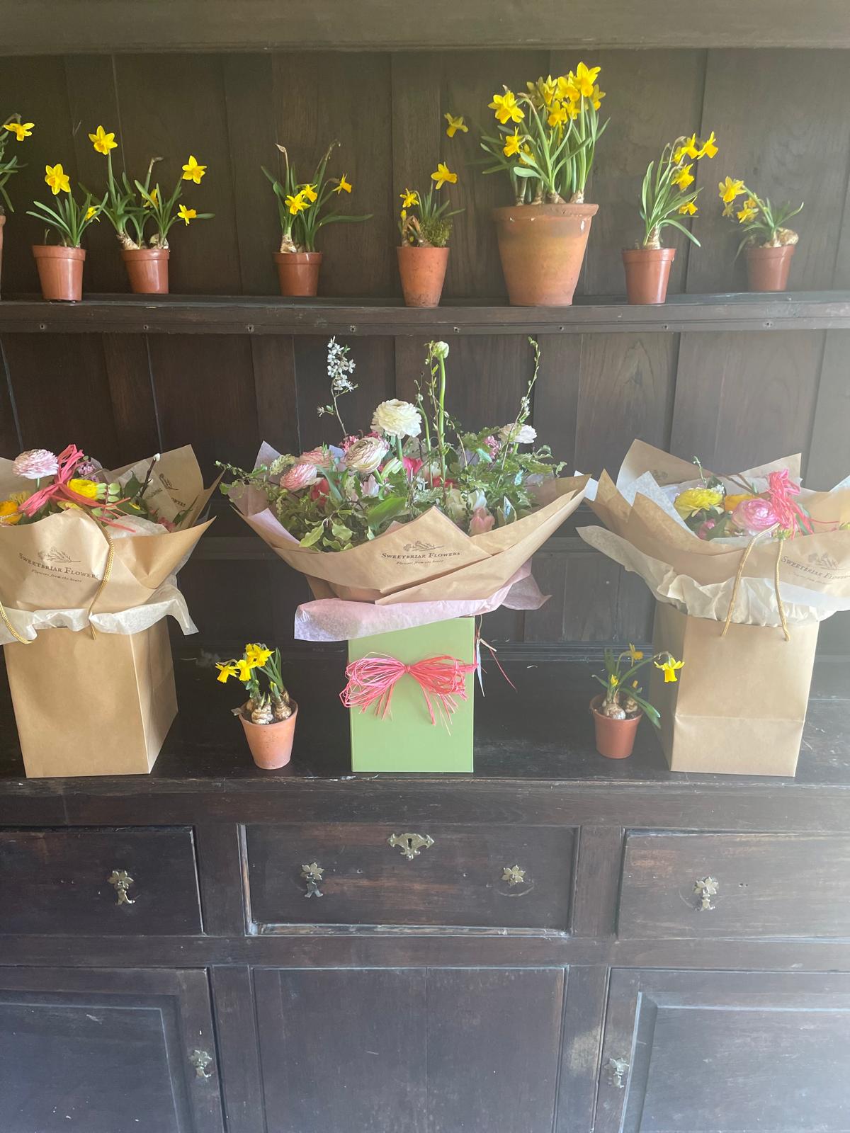 Gift-wrapped Seasonal Bouquet